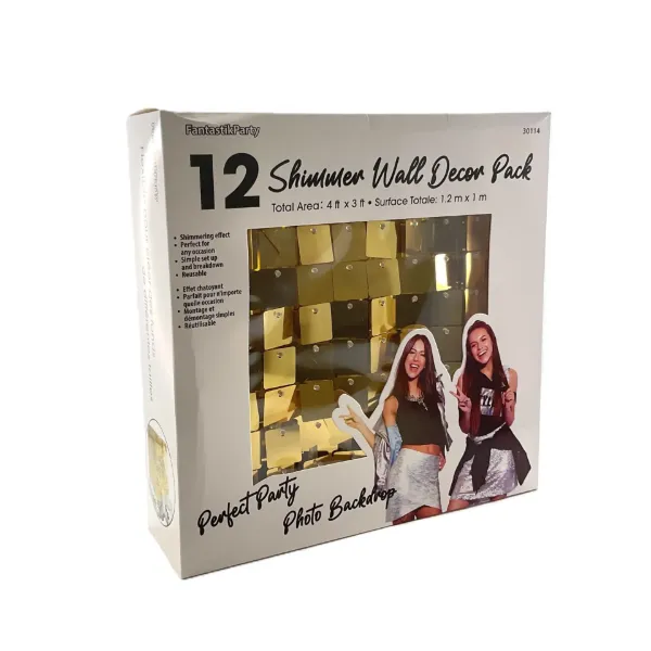 SHIMMER WALL DECOR PACK CHAMPAGNE GOLD 12PCS